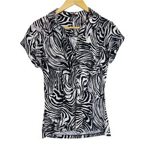 Alfani Petites Zebra Animal Print Blouse Tops Large